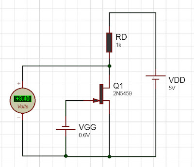 simulated circuit diagram of fixed gate bias JFET