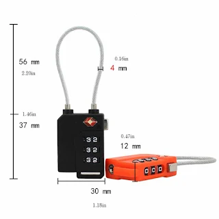 Cable Luggage Locks 3 Digit Combination Padlock with Zinc Alloy Steel Cable Lock Ideal for Travel Suitcase Backpack Lockers Case Toolbox