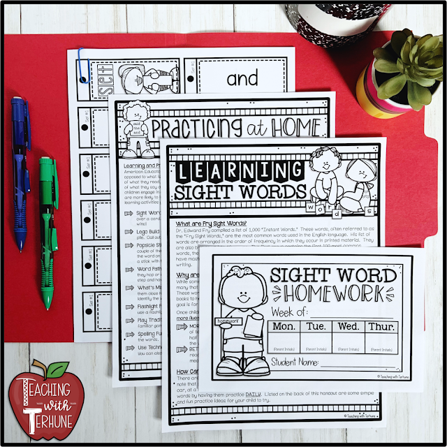 Sight Word Parent Handouts and Flash Cards