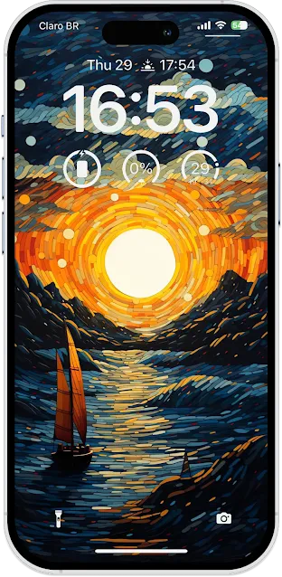 Beautiful Sunset Sailboat Ocean in Van Gogh Painting Style