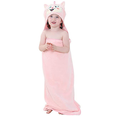 MICHLEY Unisex Hooded Baby Towel Soft Absorbent Washcloths Cartoon Beach Swimming Bathrobe 27.5" x 47" for 0-7T Toddler(Pink) Unisex Hooded Baby Towel Soft Absorbent Washcloths Cartoon Beach Swimming Bathrobe 27.5" x 47" for 0-7T Toddler(Pink)