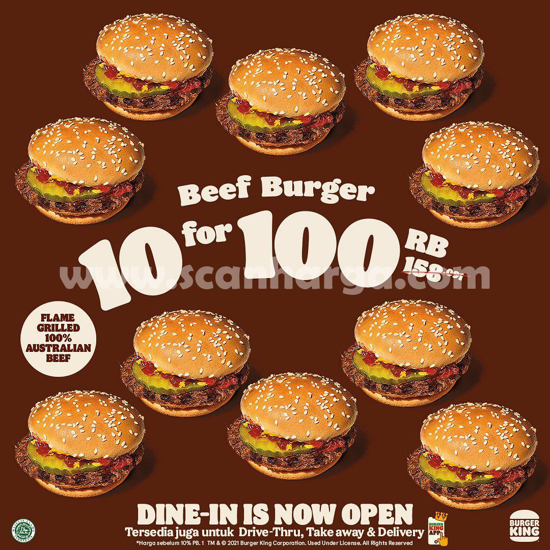 Promo Burger King Beli 10 BEEF BURGER CUMA Rp 100RIBU