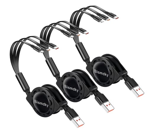 Bismdky 3Pack 3 in 1 Multi USB Retractable Charger Cable