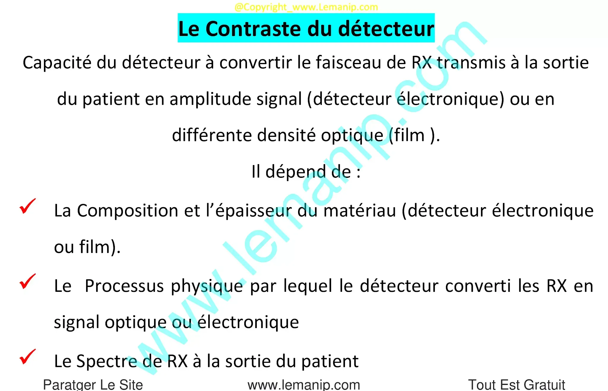 Contraste du détecteur