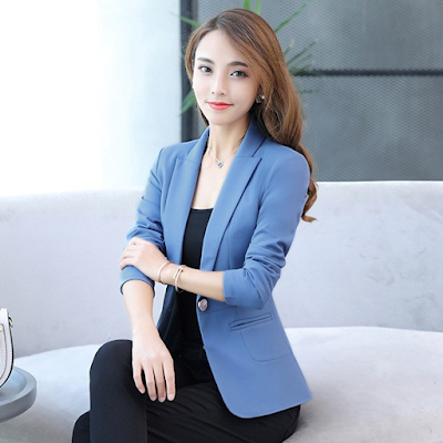 kiểu áo vest nữ thời trang màu xanh lam