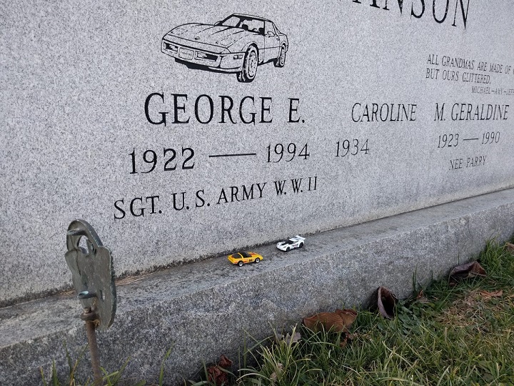 People leave toy Hot Wheels Corvettes on his grave even now.