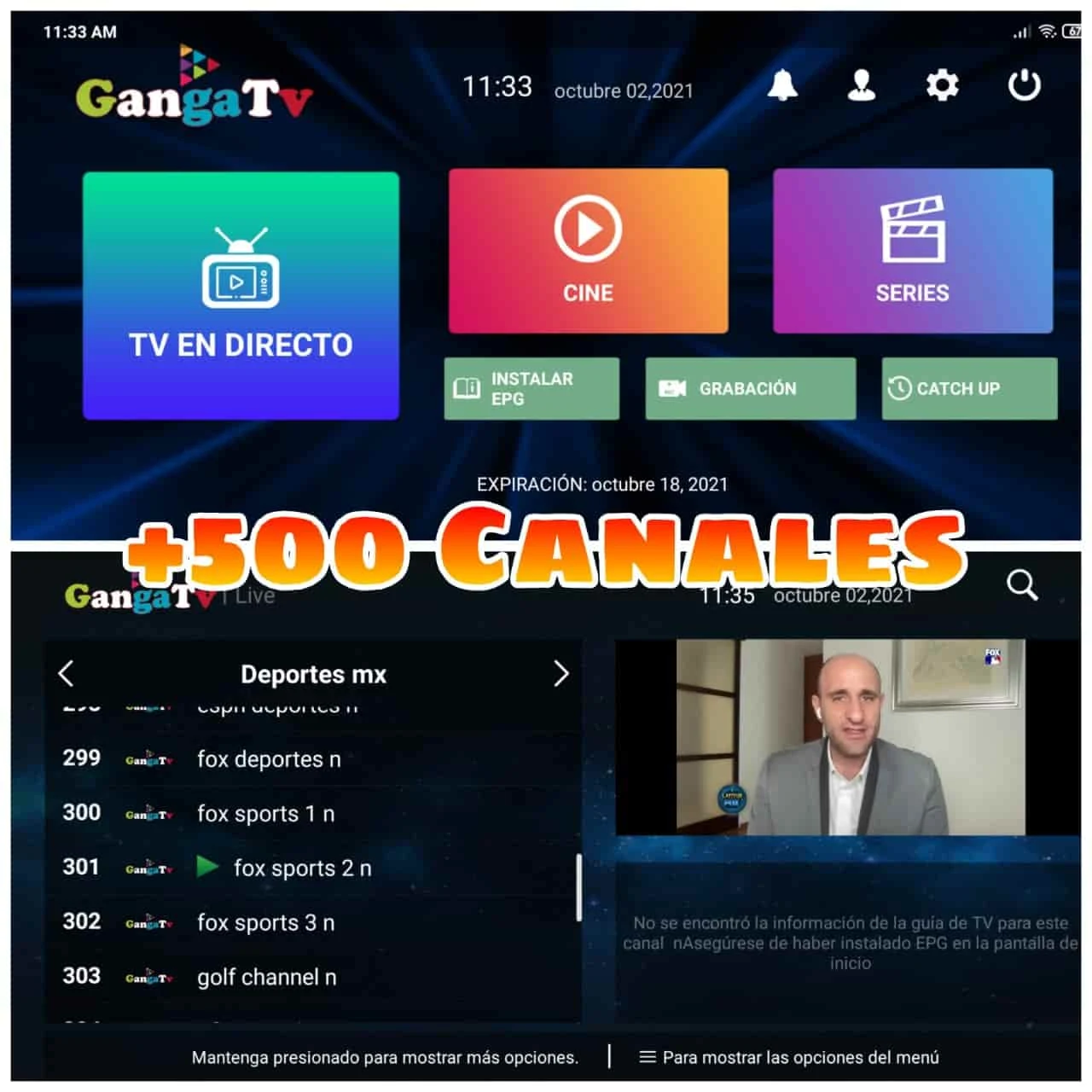 ᐉ GangaTv Box +500 Canales en VIVO, Películas y Series