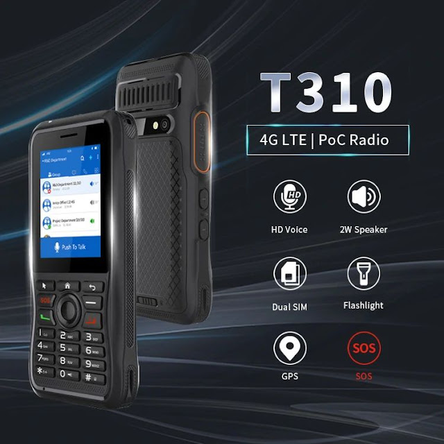 INRICO T310 4G LTE POC Radio Zello Walkie Talkie 2.4 inch Touch Screen 2800mAh 8.0MP Camera Support Flashlight NFC WIFI GPS 1GB+8GB Android 7.1 BT4.2 IP54 Dual SIM Card Feature Phones