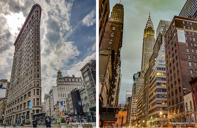 Edifícios famosos em Nova York: Flatiron Building e Chrysler Building