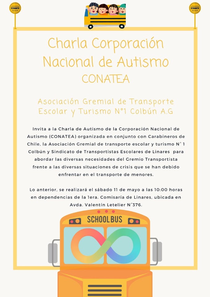 ASOC. GREMIAL DE TRANSPORTE INVITA A CHARLA DE AUTISMO