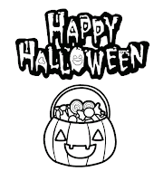 Happy Halloween coloring page pumpkins with candies