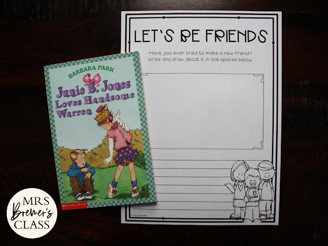 Junie B Jones Loves Handsome Warren book study activities literacy unit with Common Core aligned companion activities First Grade Second Grade