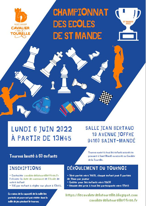 Lundi 6 juin 2022 - Grand tournoi d’échecs des enfants de Saint-Mandé & championnat des écoles
