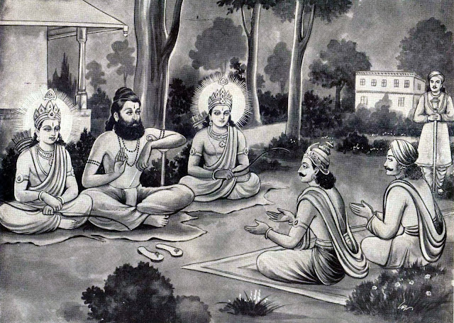 Rajarshi Janaka meets Viswamitra and Rama Lakshmana