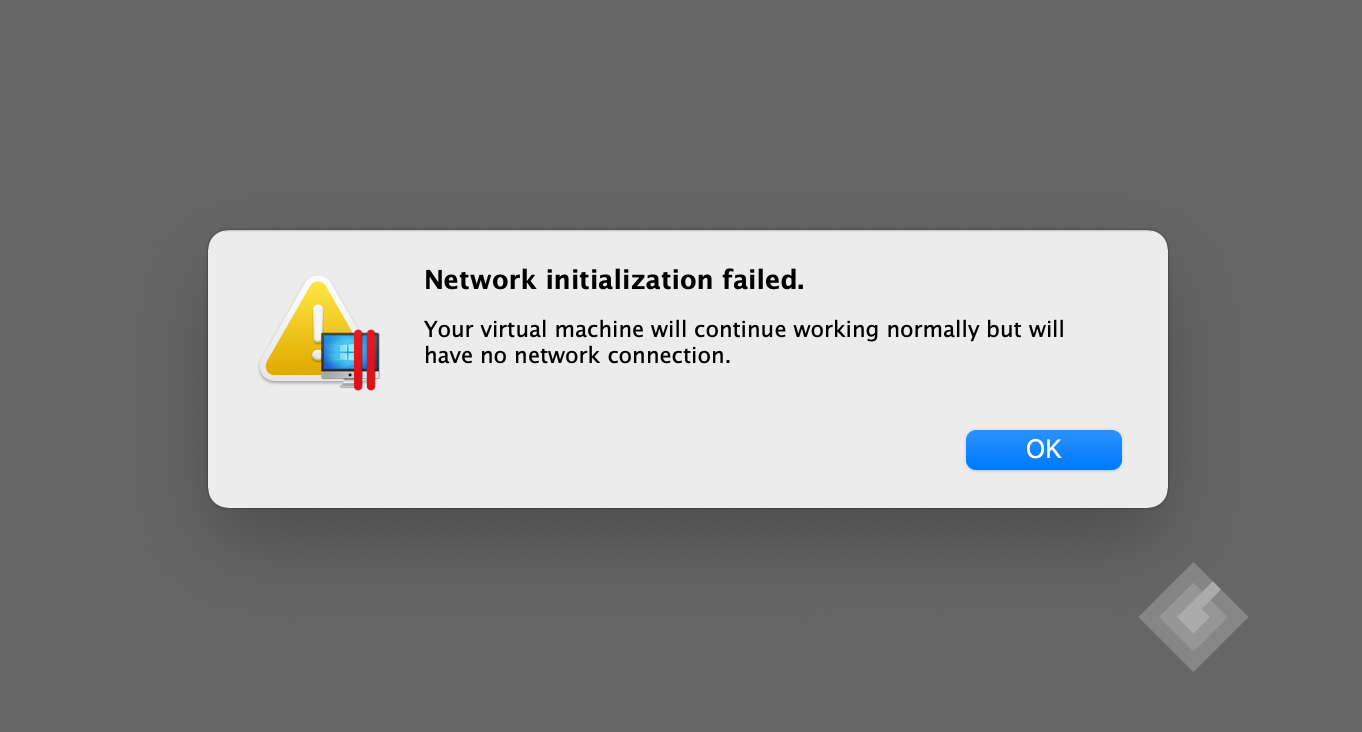 Fix lỗi Network Initialization Failed Parallel Desktop