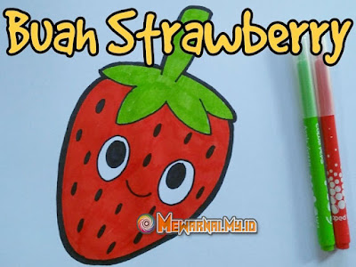 mewarnai buah strawberry