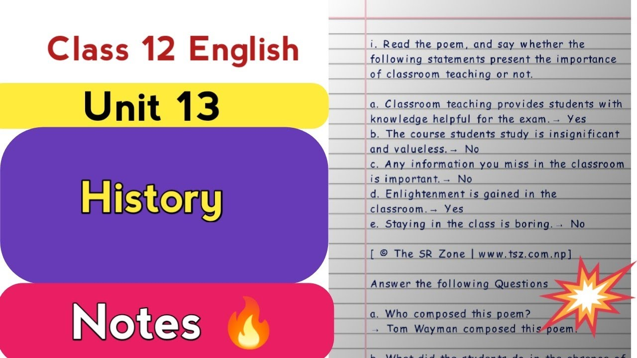 Class 12 English Book chapter 13 | History | Exercise PDF