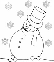 Snowman and snowflakes coloring page