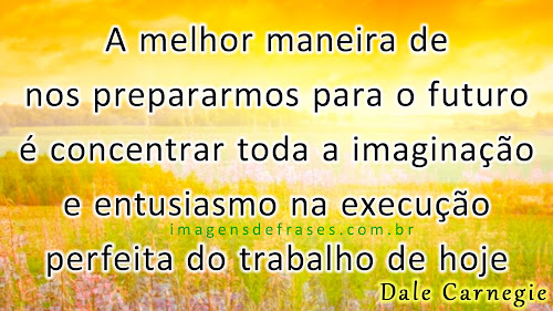 A melhor maneira de nos prepararmos para o futuro é concentrar toda a imaginação e entusiasmo na execução perfeita do trabalho de hoje