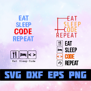 Eat Sleep Code Repeat Free SVG