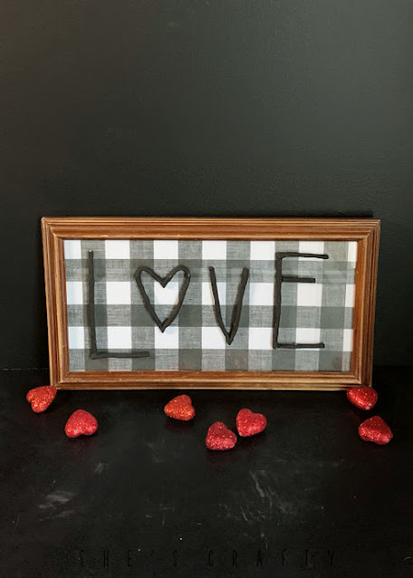 Valentine's Art with clay letters and thrift store frame.