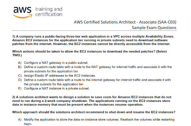 free AWS solution architect dumps and sample questions