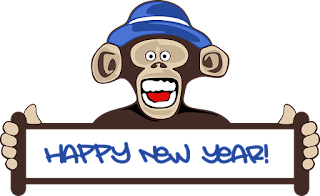 Image of a monkey saying happy new year