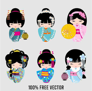 Cute Kokeshi Doll Japan Vector Free Download