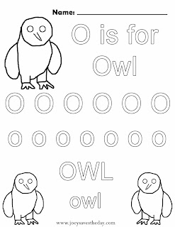 O is for Owl worksheet