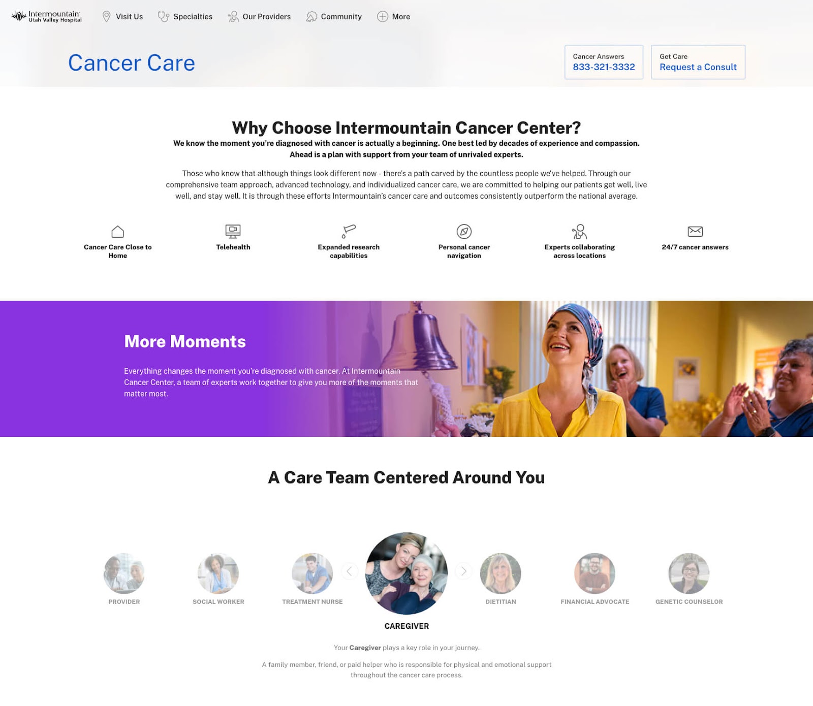 Intermountain Utah Valley Hospital's cancer center service page