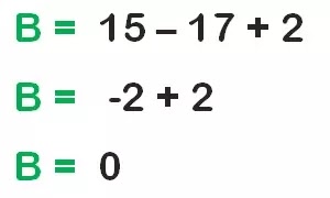 Les nombres relatifs en écriture décimale maths 4éme exercice 2   B = 15 – 17 + 2