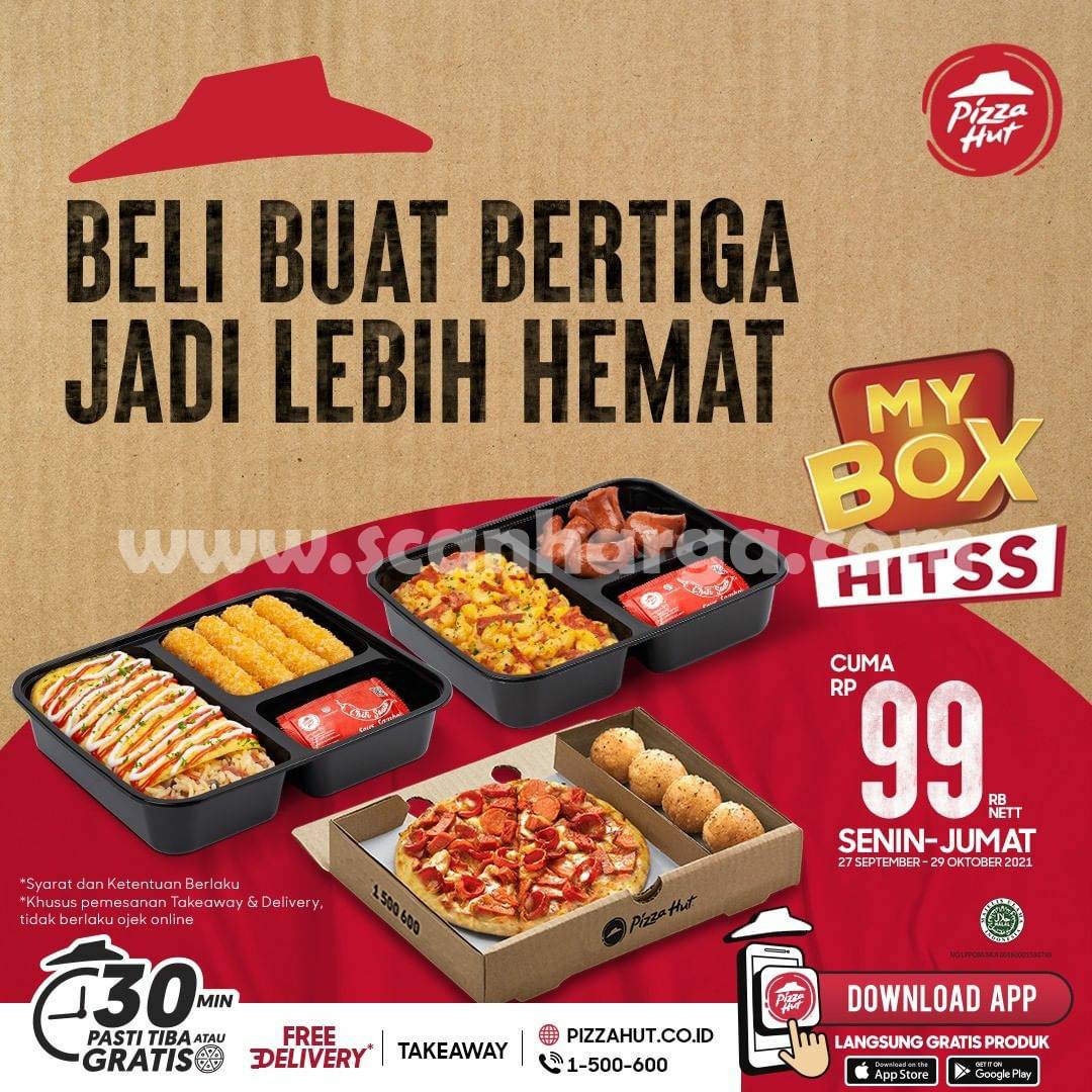 Promo Pizza HUT MYBOX HITSS BERTIGA (Hemat Isi Tiga Sesuai Selera)Beli 3 MyBox cuma 99RB*