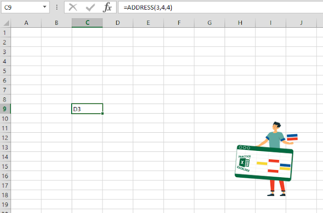 شرح صيغة الدالة ADDRESS في برنامج مايكروسوفت Excel