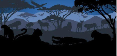 When the sun goes down, the land becomes dangerous for prey animals. How many prey animals are hiding in this picture?