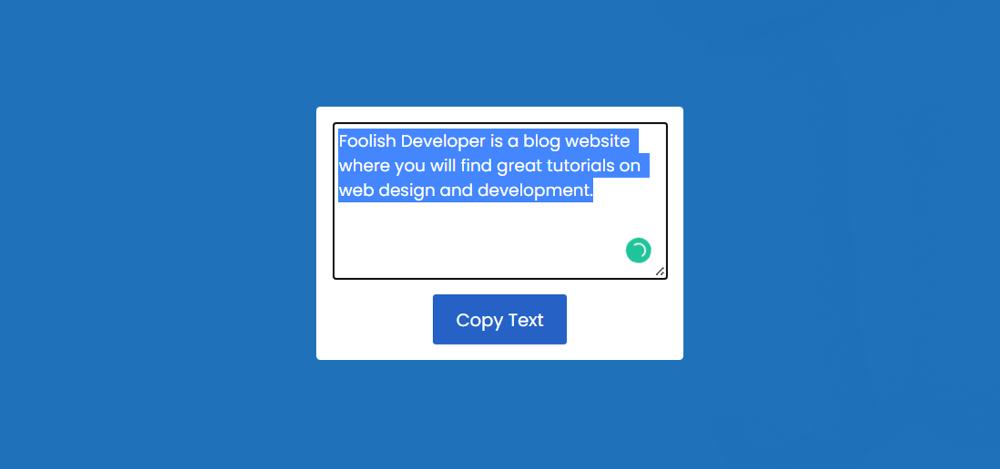 copy to clipboard using JavaScript