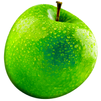 Зелёное яблоко без листочков со следами изморози