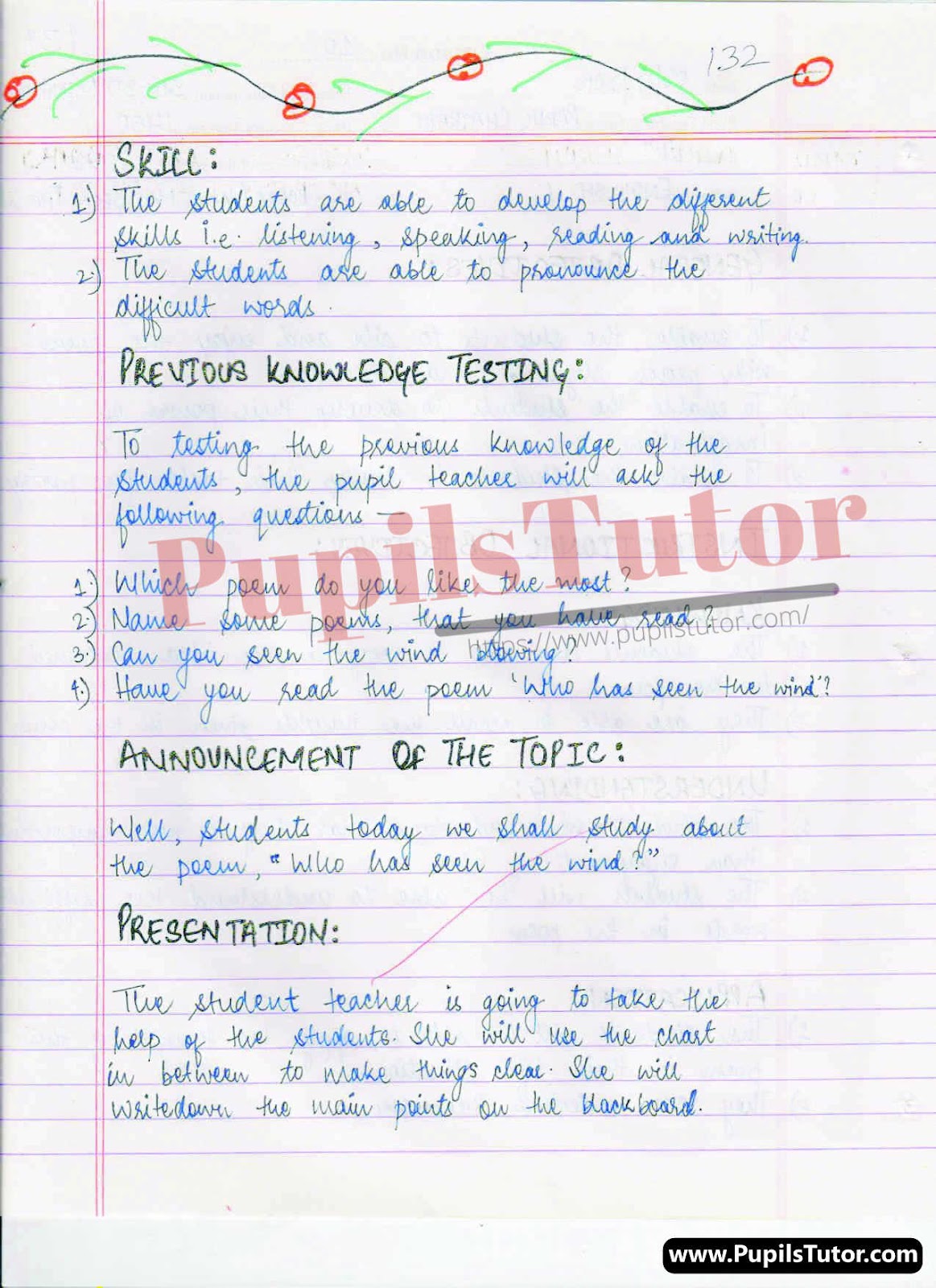 School Teaching And Practice Skill Who Has Seen The Wind (Poem) Lesson Plan For B.Ed And Deled Free Download PDF And PPT (Power Point Presentation And Slides) – (Page And Image Number 2) – PupilsTutor