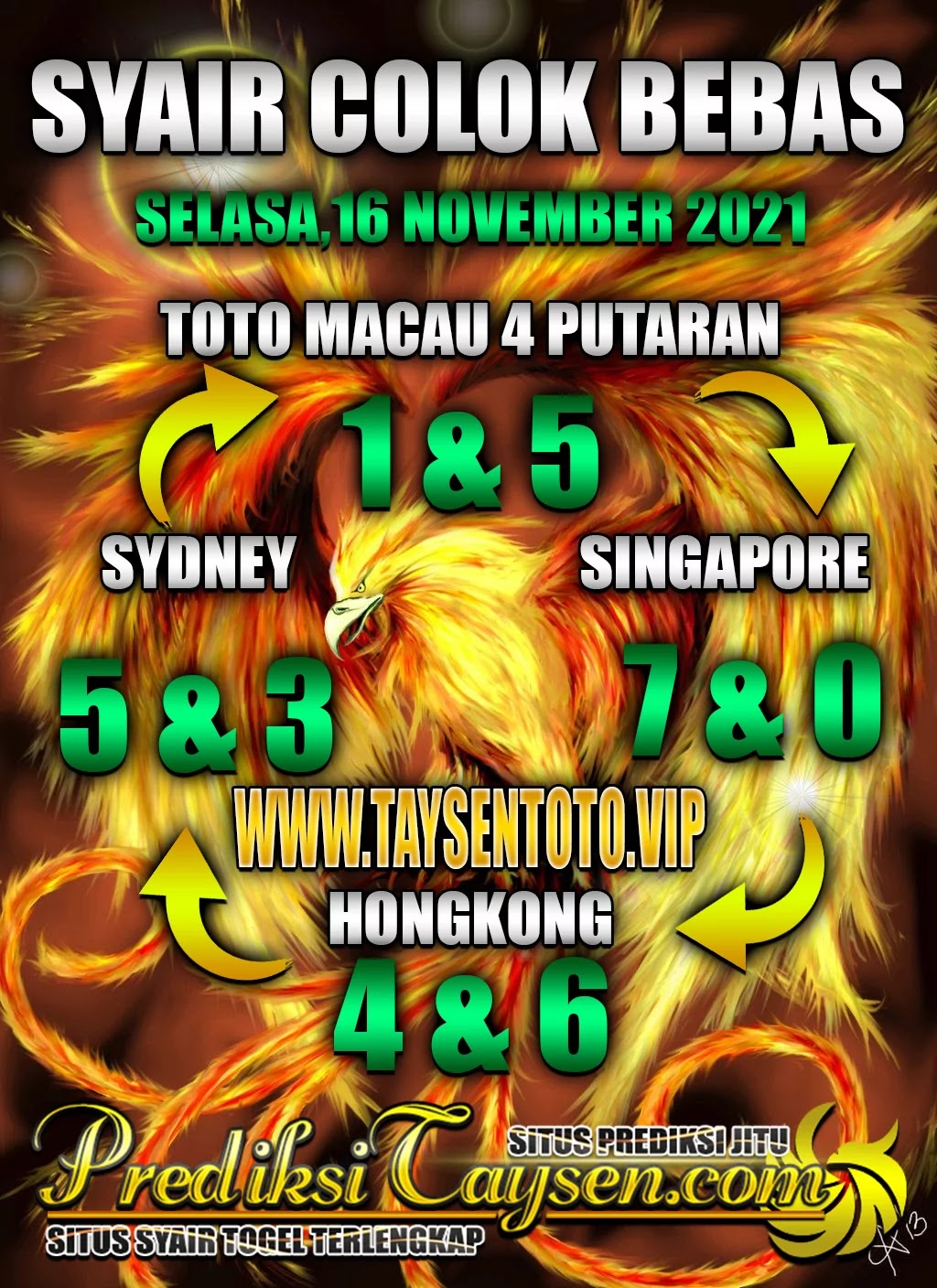 Prediksi Togel Colok Macau Selasa 16 Oktober 2021