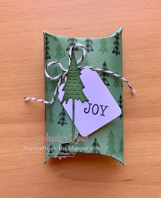 Angela's PaperArts: Stampin Up Pretty Pillow Box dies and Christmas Trees dies treat gifts
