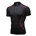 YUERLIAN Men's Stand Collar Sports Quick-drying Stretch T-shirt Men Sports Fitness Short Sleeve Tee Shirts Casual Running Clothes Sleeve - Black/Red M
