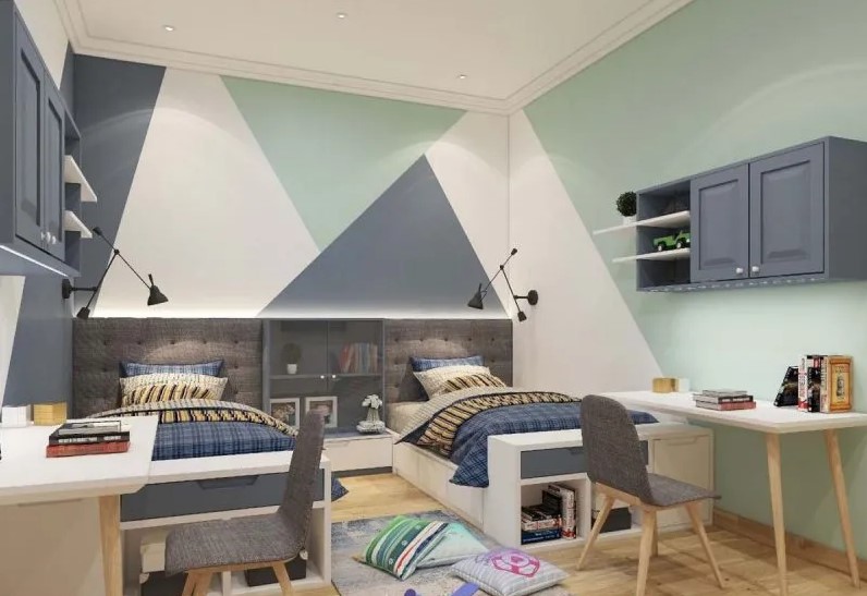 geometric wall paint ideas for bedroom
