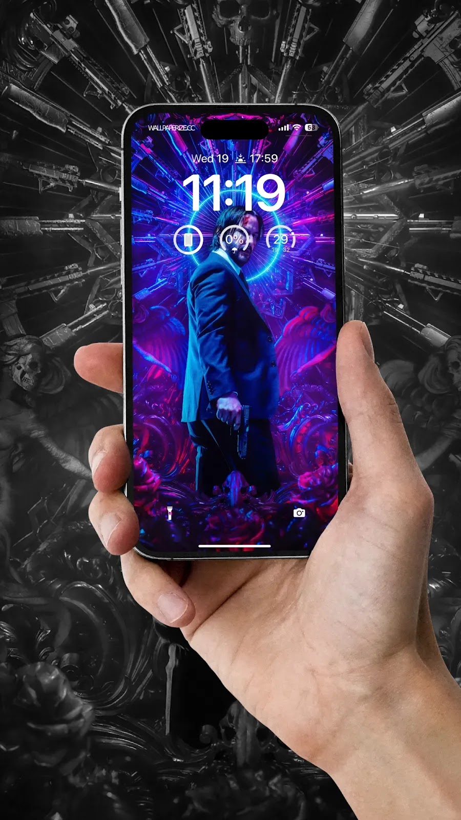 john wick holding a gun background wallpaper for phone