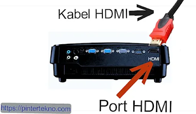 Sambungkan Kabel HDMI Ke Port Jalur HDMI Yang Berada Pada Bagian PROYEKTOR.