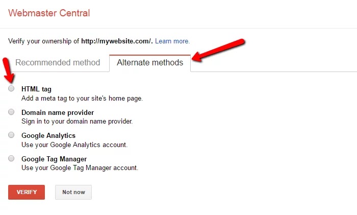HTML tag in Google Search Console for How to create a blog