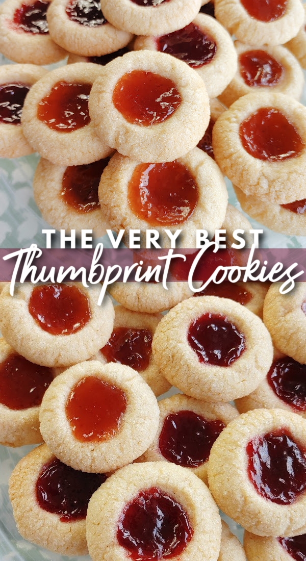 This is a photo showing over a dozen Thumbprint cookies. 