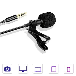 Lapel Lavalier Clip Microphone Mic For iPhone Android phones Tiktok Youtube Vlog hown - store