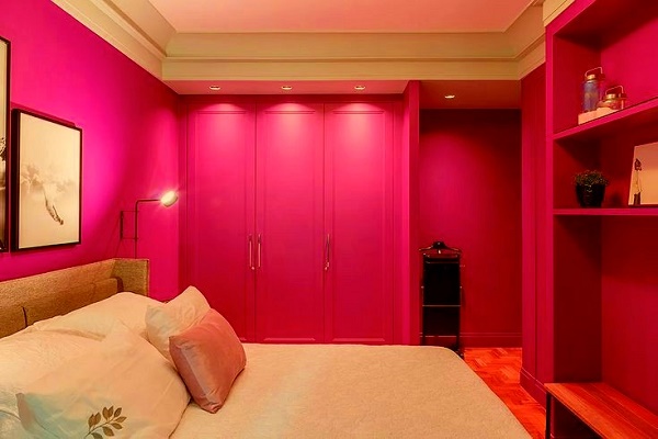 pink two colour combination for bedroom walls