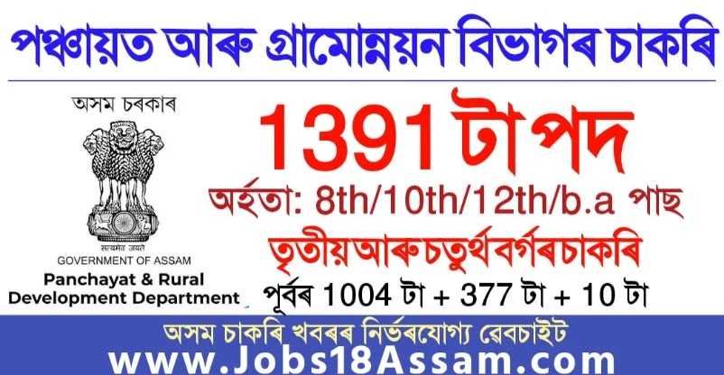 PNRD, Assam Recruitment 2022 - Department of Panchayat and Rural Development (PNRD), Assam is going to appoint 1004 Grade-III, 377 Grade-IV, and 10 Driver vacancies