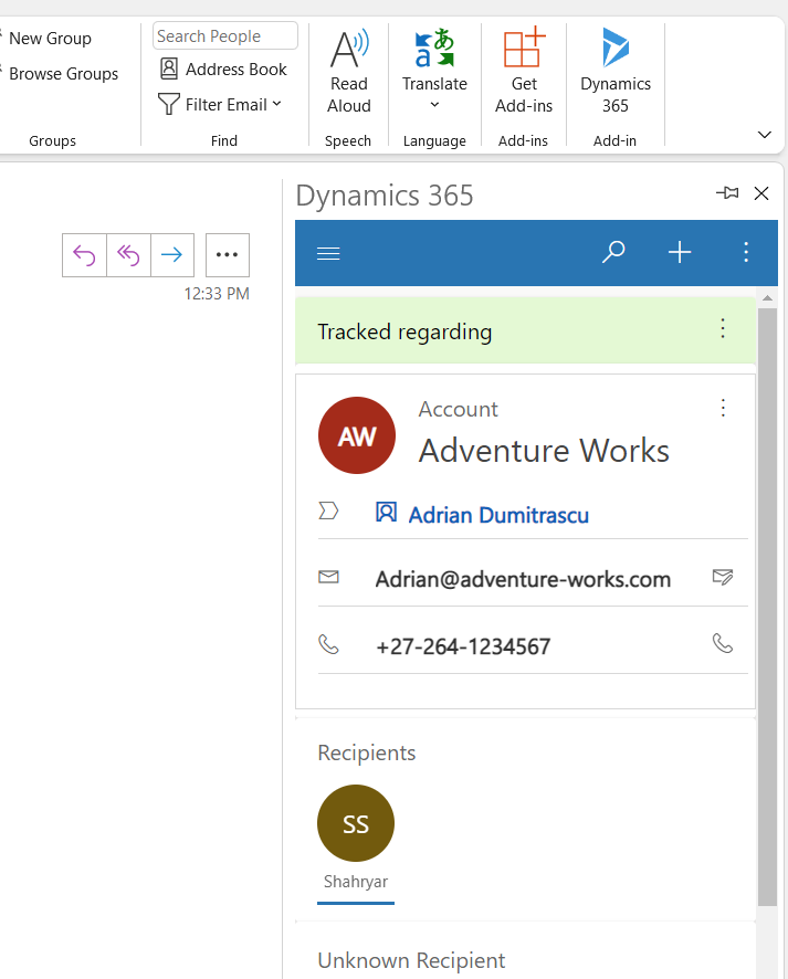 Dynamics 365 Apps for Office 365 and Desktop Outlook