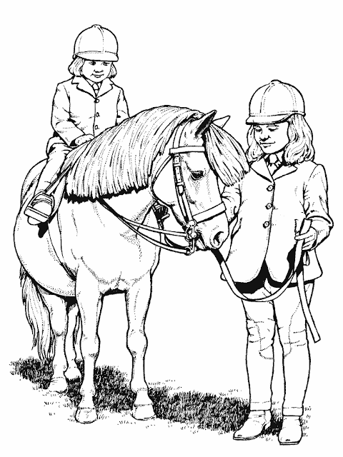 Horse show jumping coloring page